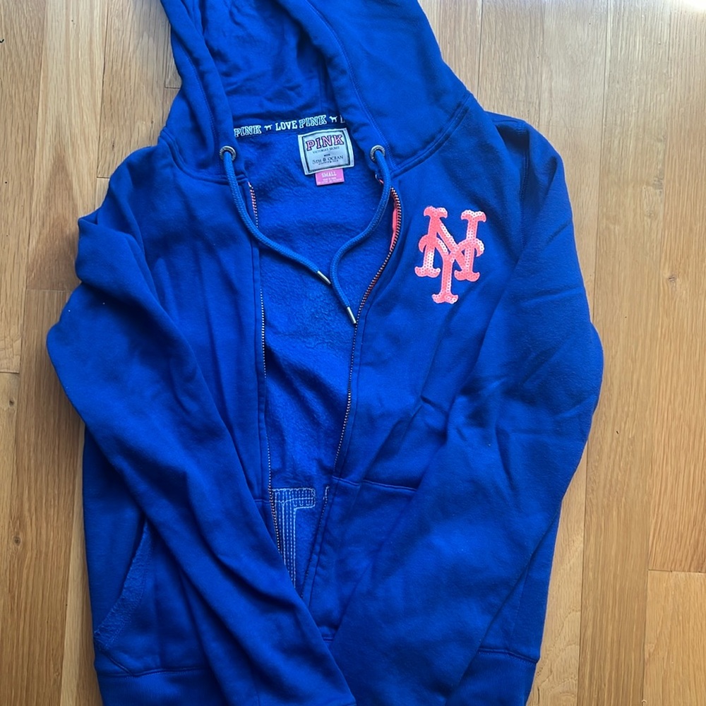 Victoria’s Secret New York NY MLB Mets Sweatshirt Zip Up, Size Small